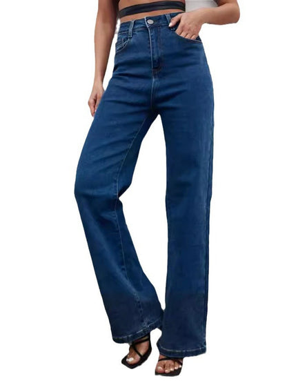 Slim Fit High Waist Slimming Casual Wide Leg Jeans-Women Jean-Tept Markets