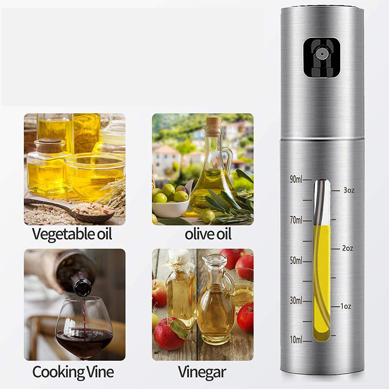 Fuel Spray Can Household Kitchen Supplies Artifact Stainless Steel Oil Injection Bottle Spice Bottle Spray Press Type Barbecue Oil Bottle Kitchen Gadgets-Consumer Electronics-Tept Markets