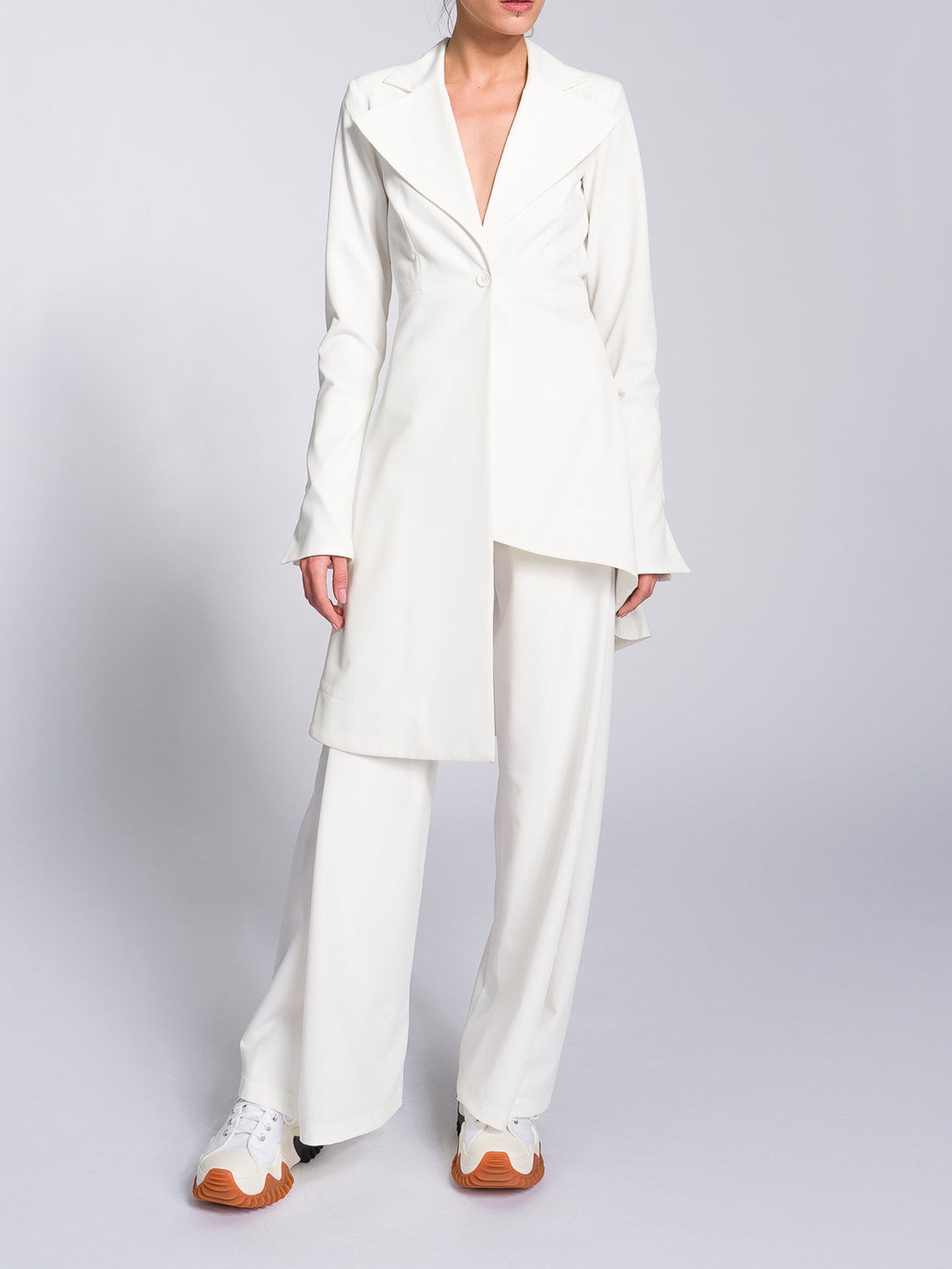 Irregular Hem Jacket & Pants Suit