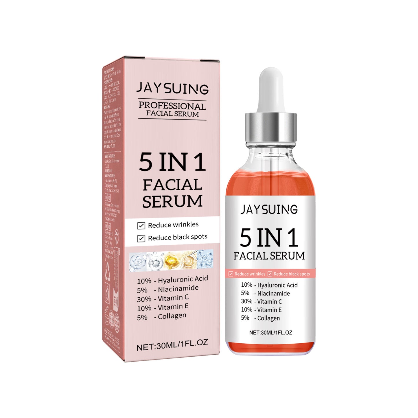 5 In 1 Facial Serum,30 Vitamin C Face Serum,Anti Aging Reduces Wrinkles Hydrating Collagen Facial Serum With Niacinamide,,Hyaluronic Acid, Vitamin E - Tept Markets